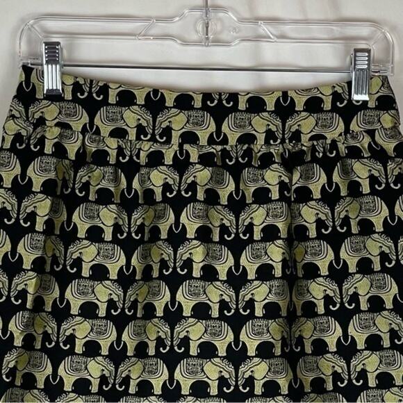 Crown & Ivy Black W Metallic Lime Green Elephant Party Event Skirt NWOT Size 2P - Picture 2 of 10